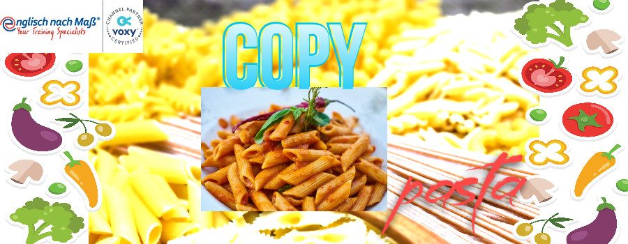 Englisch nach Maß Copypasta. Different types of pasta