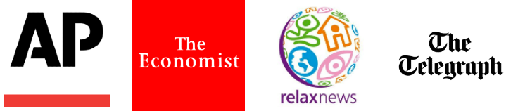 Associated Press-Logo, The Economist-Logo, RelaxNews-Logo und The Telegraph-Logo