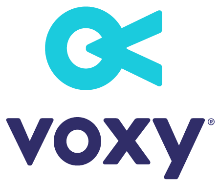 Voxy-Logo in Aqua und Navy