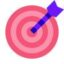 Icon Zielscheibe Volltreffer Pfeil in der Mitte Symbol für Hyper-Personalisierung Lernen mit Punktlandung